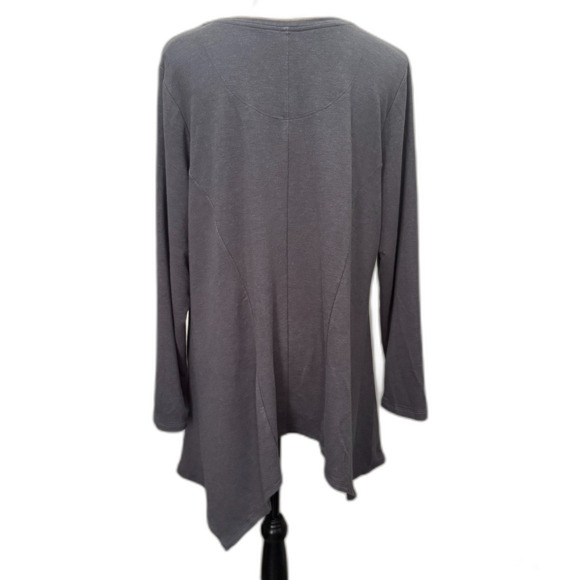 LOGO Lori‎ Goldstein Asymmetric Sweatshirt Tunic Gray Loungewear Plus Size 2X - Picture 2 of 4